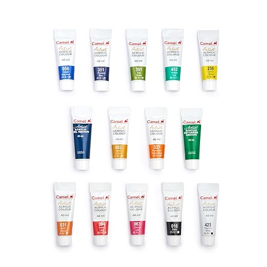 Camlin Kokuyo Artist 40ml Acrylic Color Shade - 12 Shades (Multicolor)